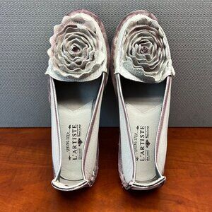 Spring Step L’Artiste Desi Soft Leather Flat Shoes Size 39 Natural Slip On New